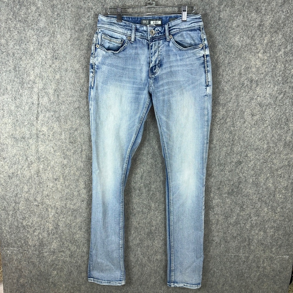 BKE Alec Jeans Mens 31L 28x33 Tall Light Wash Straight Leg Stretch Denim